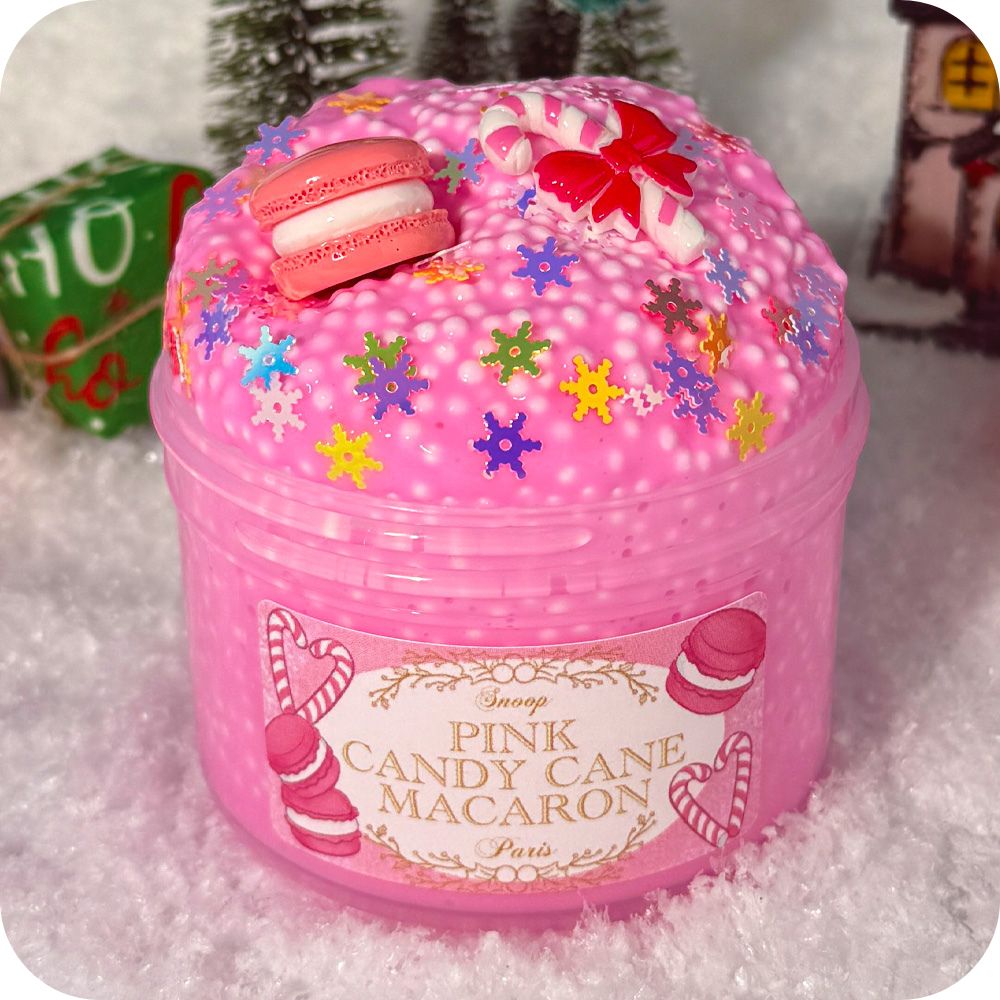 Pink Candy Cane Macaron Slime